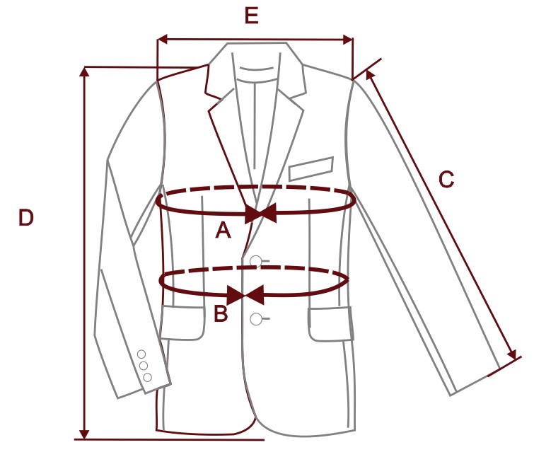 Rozměrová tabulka volnočasových sak TAILORED